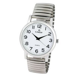 Cardy Herrenuhr silber mit weißem Zifferblatt und arabischen Ziffern - Mode & Kleidung