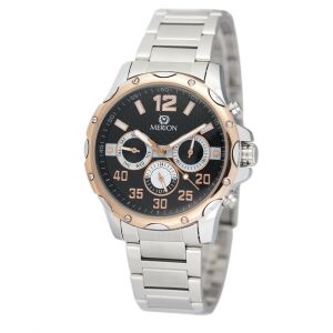 Merion Bicolor Herrenuhr mit Edelstahlarmband und schwarz/roségoldenem Zifferblatt - Uhren für Herren