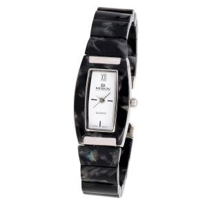 Zegarek damski Merion z czarną metalową bransoletą i białą tarczą - Zegarek damski