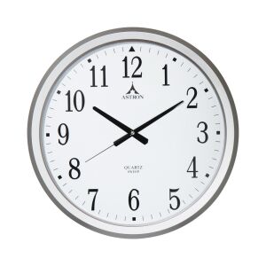ASTRON Extra Veľké nástenné hodiny 47cm so strieborným plastovým rámom a Sweep mechanizmom - Astron