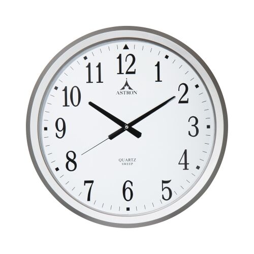 ASTRON Extra Große 47cm Wanduhr mit silberfarbenem Kunststoffgehäuse und Sweep-Mechanismus