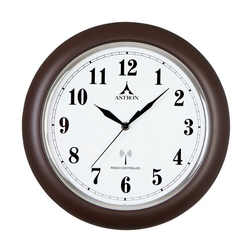 Стенен часовник Astron, кварцов, кафяв цвят, радиоуправляем