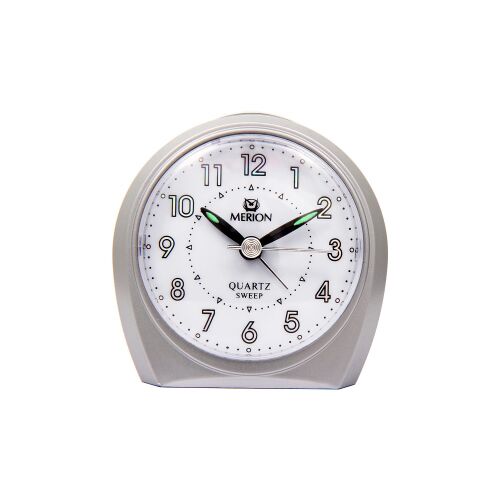Merion strieborný quartzový budík, tichý chod