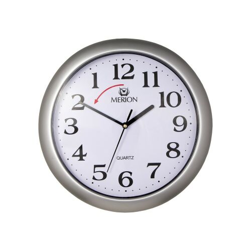 Merion Reverse Quarz Wanduhr, silberfarbener Rahmen