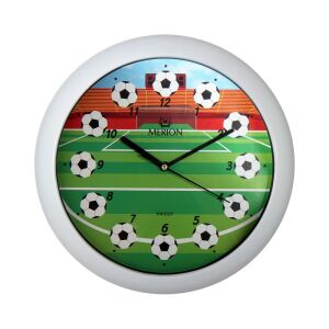 Merion weiße Wanduhr mit Fußballdesign, Quarzwerk, schleichender Sekundenzeiger - Innenarchitektur
