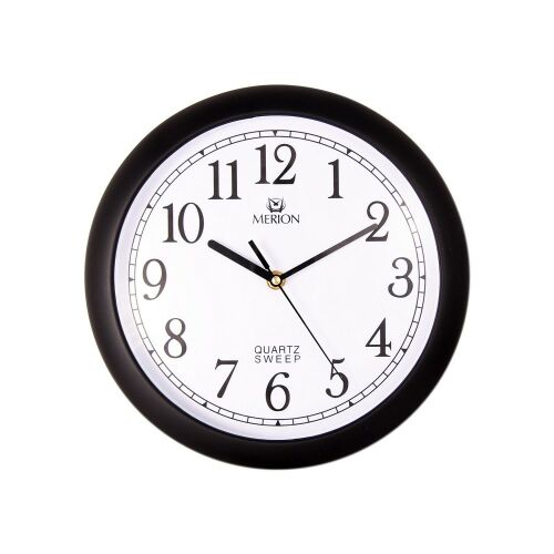 Стенен часовник Merion, кварцов, черен, sweep