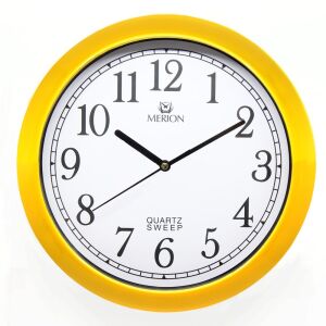 Ceas de perete Merion, quartz, galben, cu mișcare continuă - Ceasuri perete