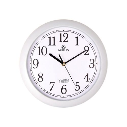 Merion biele nástenné hodiny Quartz Sweep