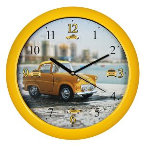Merion gelbe Wanduhr mit Taxi-Auto-Design - Innenarchitektur