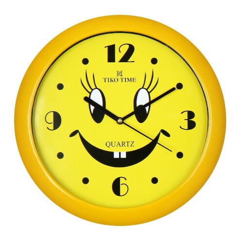 Стенен часовник Tiko Time с жълто усмихнато лице