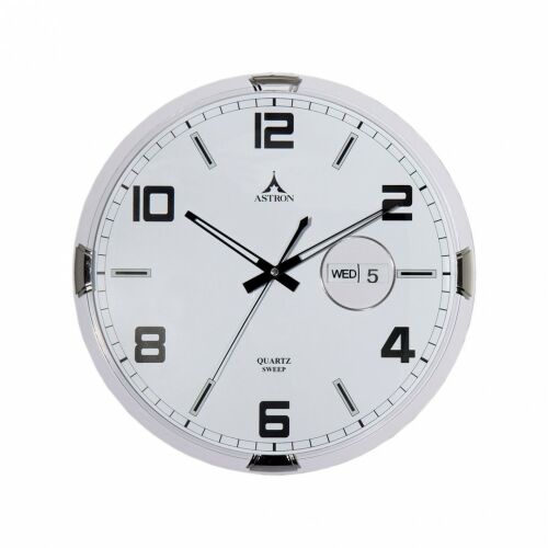 Ceas de perete Astron Quartz alb cu afișare dată