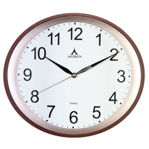 Ceas de perete Astron cu ramă maro și cadran alb - Ceasuri perete