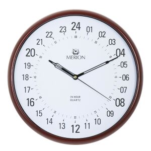 Ceas de perete Merion, bordo, cu cadran alb și afișaj de 24 de ore - Ceasuri perete