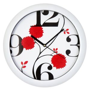Ceas de perete Wanduhr cu cuarț alb, cu design floral - Casa si gradina