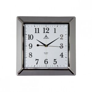Astron silberne quadratische Wanduhr, Quarzwerk, schleichender Sekundenzeiger - Innenarchitektur