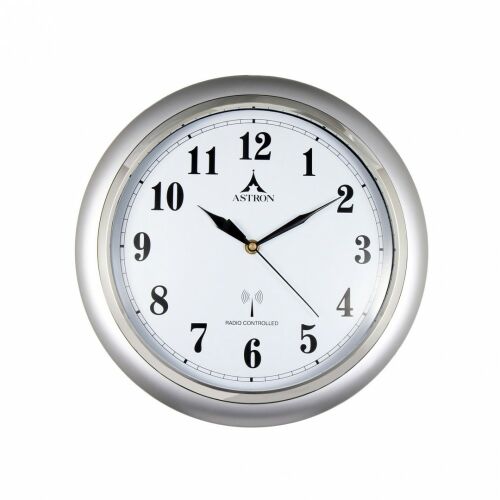 Ceas de perete Astron argintiu, cu quartz, radiocontrolat