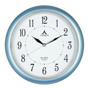 Ceas de perete Astron albastru cu mecanism quartz și secundar silențios - Ceasuri perete