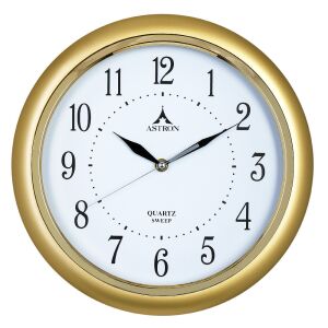 Ceas de perete auriu Astron cu cadran alb și cifre arabe - Ceasuri perete