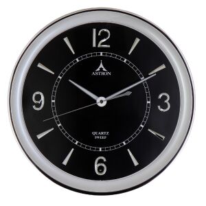 Astron Wanduhr, Quarz, silberfarben, Sweep, automatisches Licht