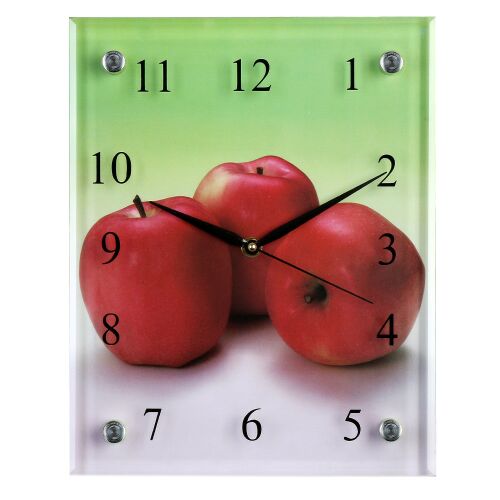 Nástenné hodiny Merion s jablkovým dizajnom, Quartzový strojček, Arabské číslice