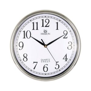 Merion srebrny zegar ścienny kwarcowy - Dekoracja