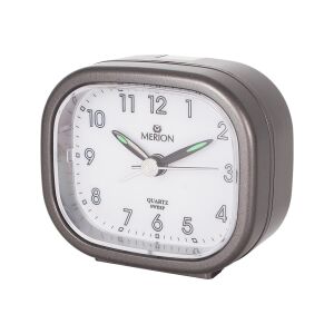 Merion metallic grauer Quarzwecker, schräge Ansicht - Wecker