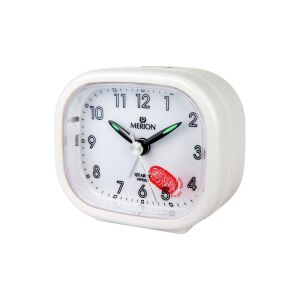Ukośny widok białego budzika kwarcowego Merion - Budzik