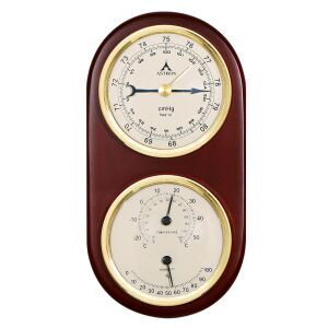 Astron Mahagoni Holz Wand Wetterstation mit Barometer, Thermometer und Hygrometer - Astron