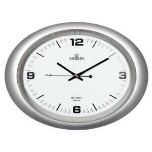 Merion silberne Wanduhr, Quarzwerk, schleichender Sekundenzeiger - Innenarchitektur