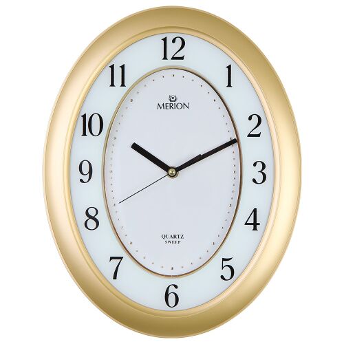 Златен стенен часовник Merion с бял циферблат и арабски цифри