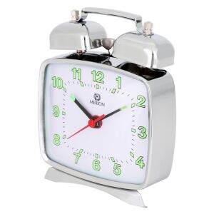 Kosi pogled na Merion srebrni mehanički budilnik - MERION