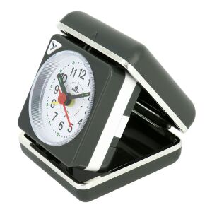 Widok pod kątem budzika podróżnego Merion z otwartą obudową - Budzik