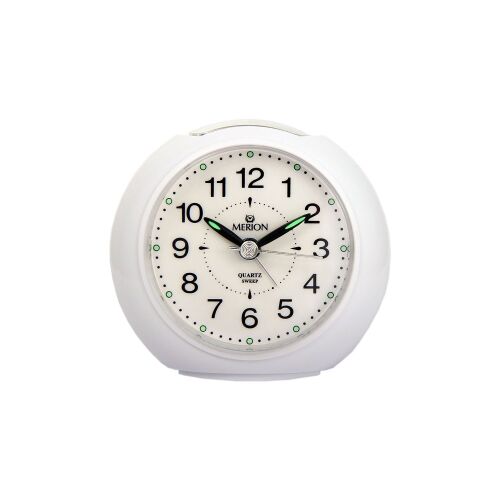 Ceas deșteptător Merion alb cu cuarț