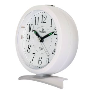 Merion weißer Quarzwecker, schräge Ansicht - Wecker