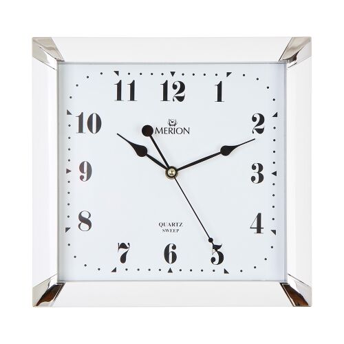Merion Quadratische Wanduhr mit weißem Rahmen, Quarzwerk