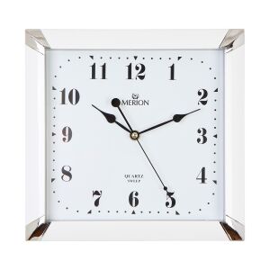 Merion kvadratni zidni sat s bijelim okvirom, kvarcni mehanizam - MERION
