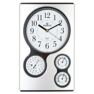 Сребърен стенен часовник Merion с барометър, термометър и хигрометър - MERION