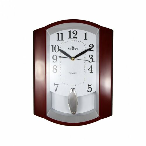 Merion кафяв стенен часовник с махало, кварцов механизъм