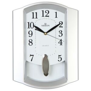 Merion Pendel-Wanduhr, Quarz, silbernes Gehäuse