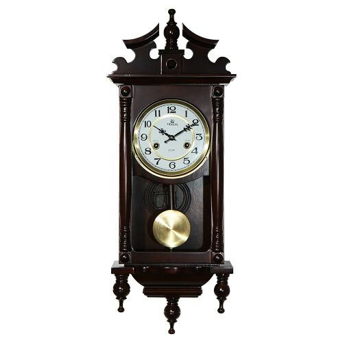 Merion ciemny orzechowy drewniany zegar ścienny z wahadłem