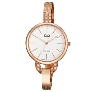 Ženski sat Q&Q F667J001Y, ružičasto zlato, bijeli brojčanik - Ženski asesoar
