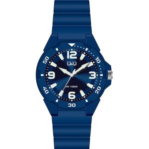 Q&Q VS44J009Y niebieski analogowy zegarek męski z plastikową kopertą i paskiem, wodoodporny - Dla mężczyzn