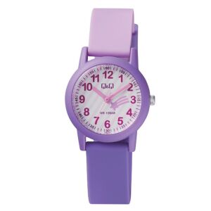Q&Q fialové detské hodinky s fialovým a ružovým remienkom. VS49J004Y - Dámske doplnky