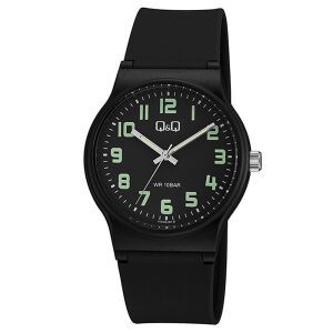 Q&Q VS50J010Y Schwarze Quarz Herrenuhr, wasserdicht - Mode & Kleidung