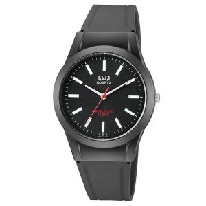 Q&Q VQ50J026Y męski zegarek kwarcowy z czarnym paskiem z tworzywa sztucznego, wodoszczelny - Dla mężczyzn