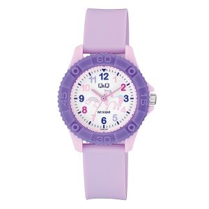 Q&Q VQ96J026Y Kinderuhr - Rosa und Lila Einhorn Design - Mode & Kleidung