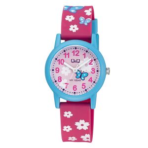 Q&Q gyerek karóra, quartz, kék színű műanyag tok, rózsaszínű számlap, rózsaszínű műanyag szíj, V23A-021VY 130734168 - Gyerek óra