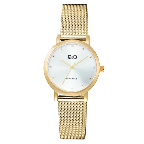 Q&Q női karóra, quartz, arany színű fémtok, ezüst színű számlap, arany színű acél karcsat, C35A-006PY 130734187
