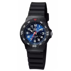 Q&Q gyerek karóra, quartz, fekete színű műanyag tok, kék színű számlap, fekete műanyag szíj, VR19J005Y 130734256 - Gyerek óra