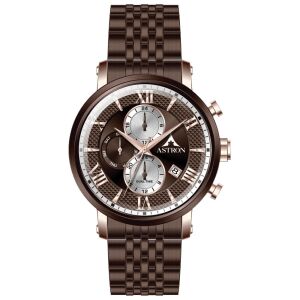 ASTRON 5520-5 férfi karóra, multifunkciós, barna színű nemesacél tok, barna nemesacél csat, barna számlap, quartz szerkezet, 50 m (5 ATM) vízállóság 130734656 - Astron